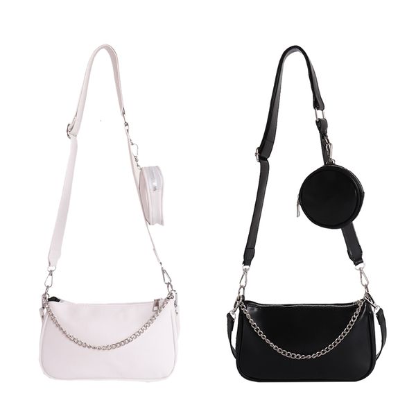 

evening bag soft pu leather shoulder fashion female daily solid chain underarm ladies crossbody tote composite set 230106