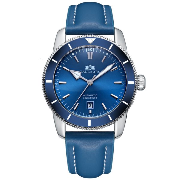 

wristwatches children's watches men automatic self wind mechanical net stainless steel black blue leather strap super luxury heritage b, Slivery;brown