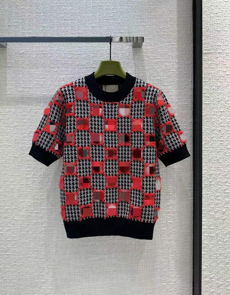 

women's sweaters 2023 new spring summer o neck short sleeve print high end jacquard pullover designer sweater 0107-3, White;black