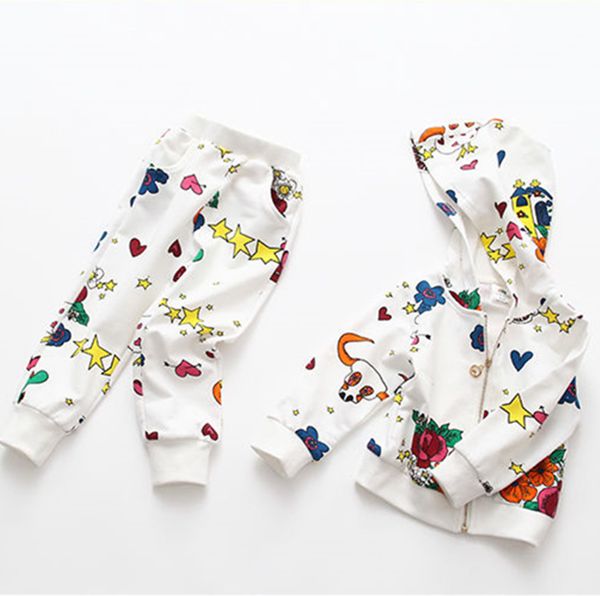

clothing sets spring autumn children cotton suit baby boys girls clothes kids sport hoodies pants fahion toddler tracksuits 230106, White