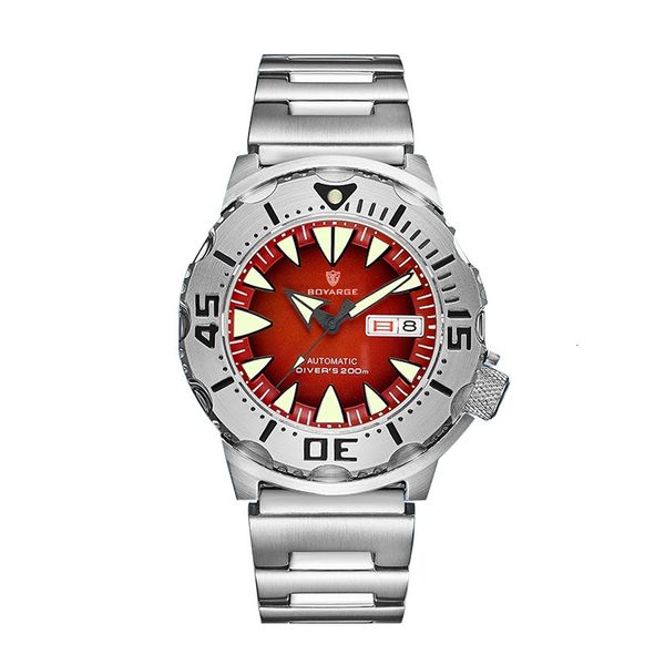 

wristwatches boyarge diver watch men watches automatic mechanical stainless steel wristwatch sapphire 230106, Slivery;brown