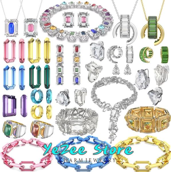 

pendant necklaces swa original 1 1 trendy austrian crystal mesmera chroma luxury necklace earrings bracelet romantic jewelry sets 3938074, Silver