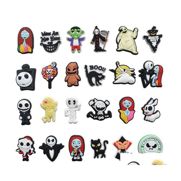 

shoe parts accessories charms halloween horror pumpkin sally jack the nightmare before christmas cartoon jibitz pvc decoration buckl dhoms, White;pink