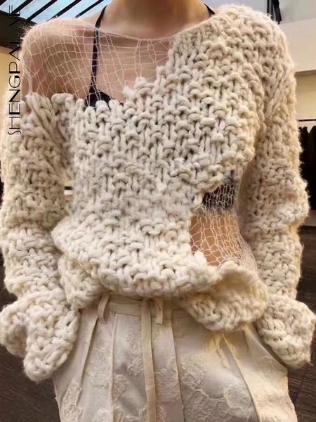 

women s sweaters shengpalae fashion chic hollow out sweater autumn 2023 round neck loose long sleeve knitted pullovers female 5e3541 230107, White;black