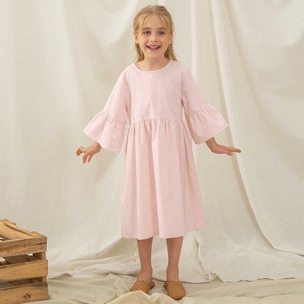 

girl's dresses girls sweet cute cotton and linen dress summer new baby kids flare sleeve casual pink princess dresses toddler girl clot, Red;yellow