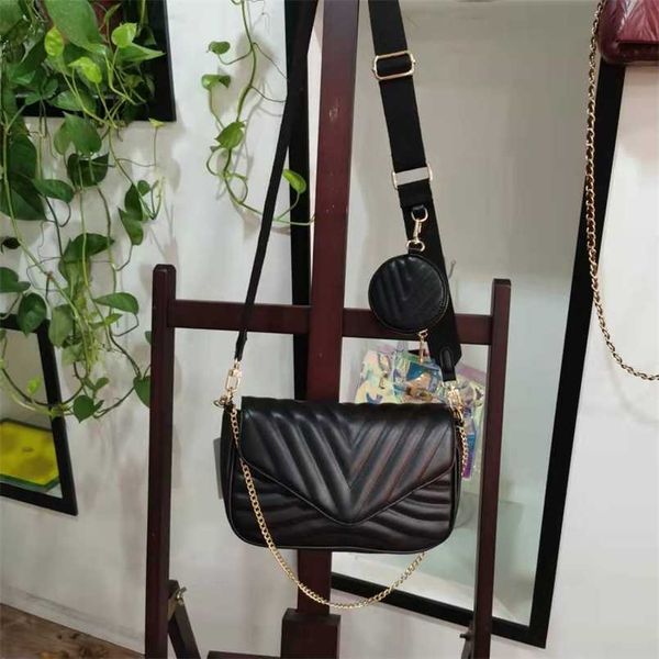 

plain face p high-grade classic black embroidered thread female messenger cloth shoulder belt chain bag 50% off wholesale store