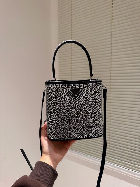 

yy women leather diamond bucket bags handbags shoulder prads messenger bag luxury designer gold chain triangle full letter handbag women&#03