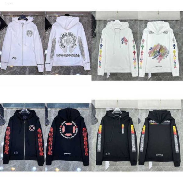 

men's luxury sweatshirts fashion jackets ch hoodies men women designer boy sanskrit print sweater zipper hooded cross pullover hoodie c, Black;brown