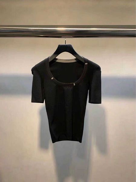 

aww clothing women tees t-shirt stretch knit solid color printed t-shirt casual fit round neck black white