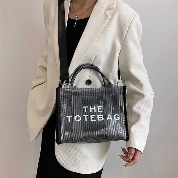 

summer 2023 transparent jelly large capacity women's new fashion handheld tote versatile one shoulder crossbody bag 55% off clearance s