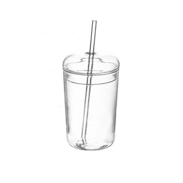 

15oz glass tumblers with dome lid and strawl 450ml clear tumbler travel mug reusable cup for coffee juice b20