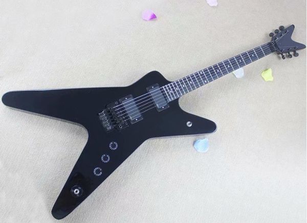 

6 strings black v electric guitar with emg pickups rosewood fretboard can be customized as request