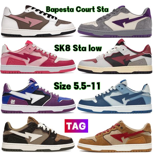

nigo designer bathing apes casual shoes mens womens bapesta court sta vintage white mist grey royal purple sk8 low abc camo pink sneaker men, Black