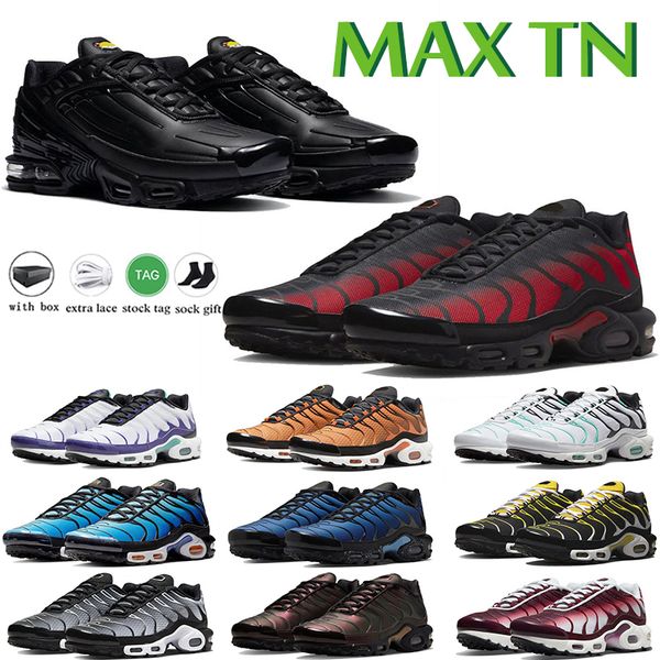 

with box tn 3 plus with box running shoes tns men terrascape women mens sneakers triple black white university blue metallic teal womens men