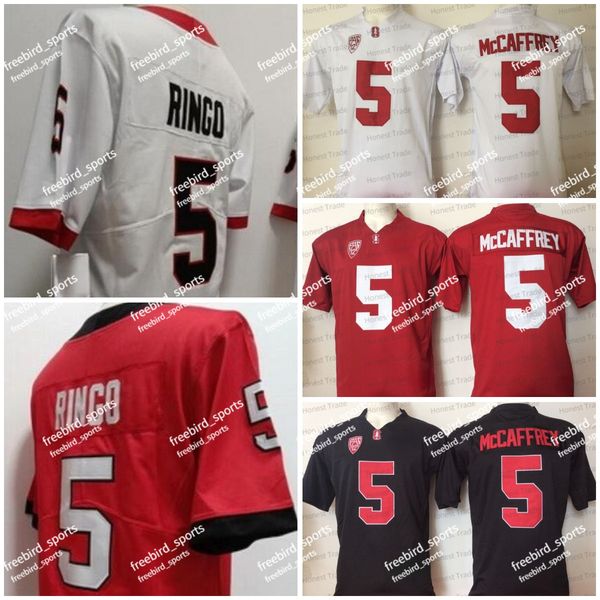 

stanford red 5 christian mccaffrey football jersey 5 kelee ringo white college football jerseys mens stitched, Black