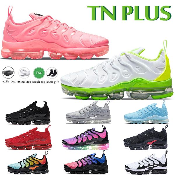 

tn plus running shoes man women triple white black laser blue volt glow oreo breathable sneakers trainers outdoor sports big size