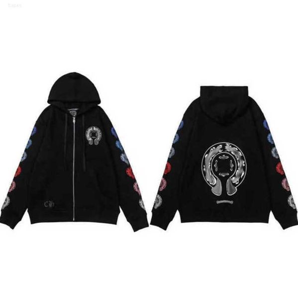 

fashion luxury mens sweatshirts designer hoodies ch sanskrit sweater zipper hooded cross pullover hoodie casual men women coat a4d2, Black