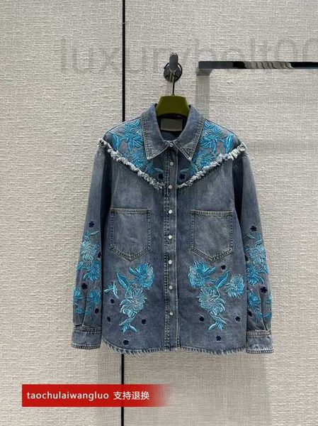

men's jackets designer heavy industry flower embroidery denim shirt design sense small casual coat high-end yp3w, Black;brown