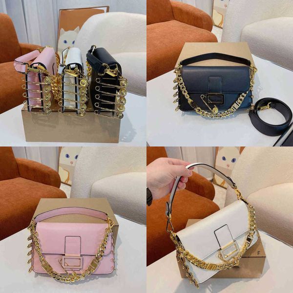 

new shoulder bags fbag baguette bag creative pouch women luxurys handbag leather designer bag crossbody female purse with pin chain pendant