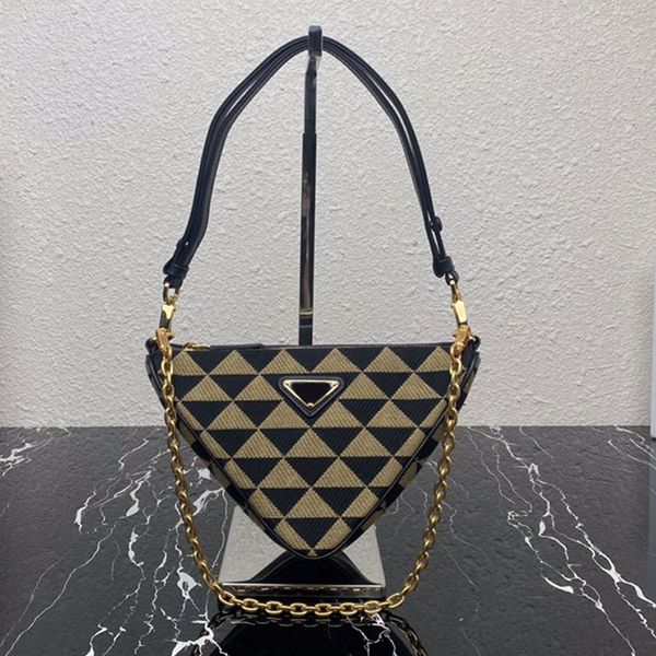 

7a triangle bag new double handbag chain crossbody handbags women clutch bags adjustable leather handle fashion zipper wallet gold hardware