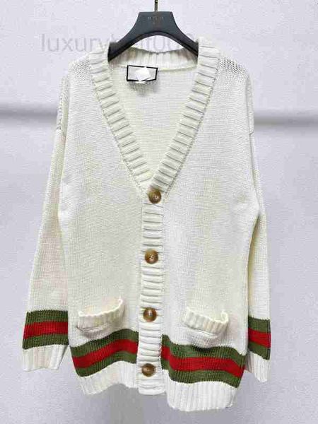 

women's sweaters designer new stripe contrast loose silhouette coarse knitted cardigan z5ny, White;black