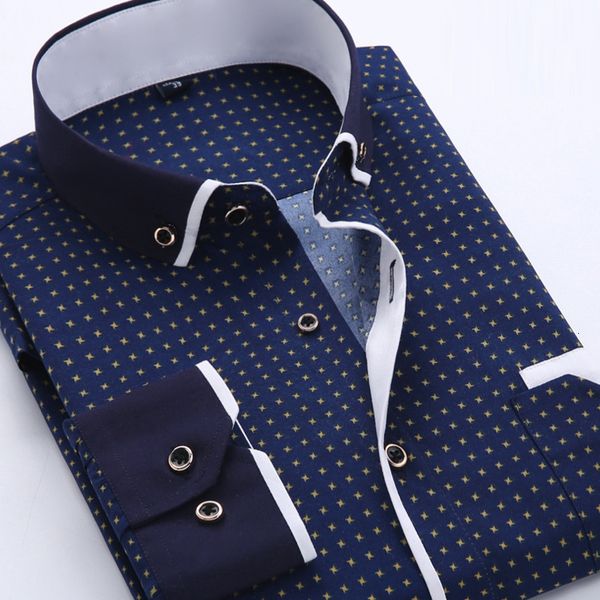 

men's t-shirts fashion formal s for long sleeved printed slim fit male social business dress drop my199 230106, White;black