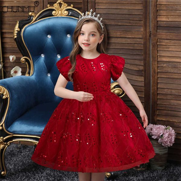 

girl's dresses lace embroidery baby girl dress 1-8 years wedding girls kids party dress bow tutu princess elegant dress t230106, Red;yellow