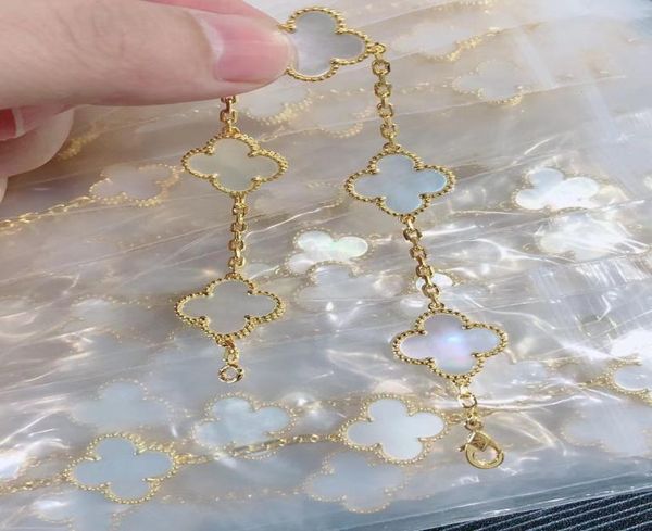 

luxury van clover designer love bracelets ring mother of pearl sweet blue shell 18k gold 4 leaf flower brand bangle bracelet neckl6647796, Golden;silver
