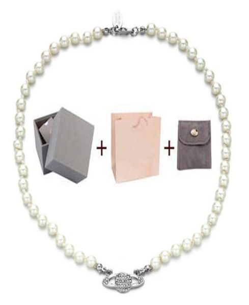 

with box fashion crystal satellite planet pearl necklace clavicle chain necklace baroque choker for women party jewelry gift5147652, Silver