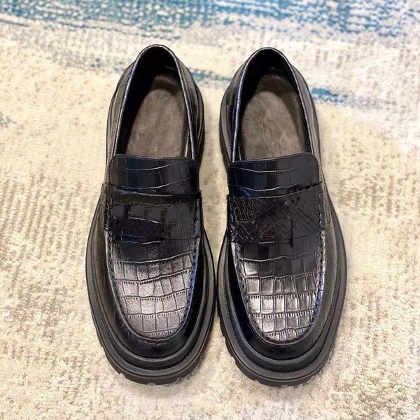 

designer women's boots spring and autumn new round head checked grain fashion platform loafers martin shoes ankle boots 35-40, Black