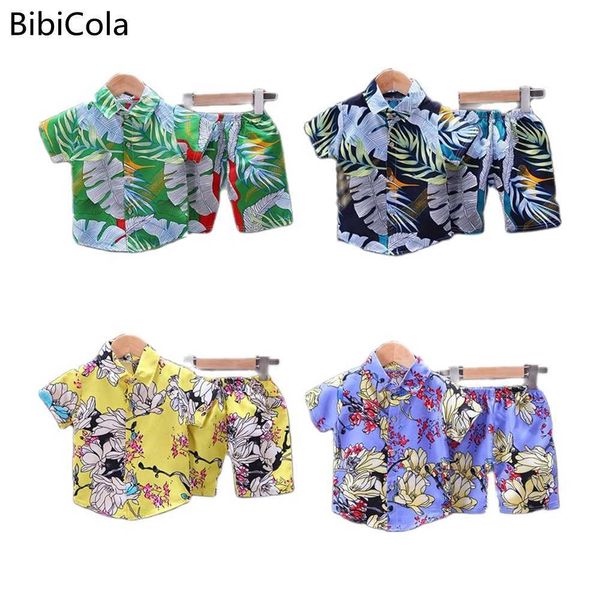 

clothing sets kids baby boy summer child boy beach wear outfits floral print sets 2pcs short sleeve t-shirt shorts 2pcs set t230106, White