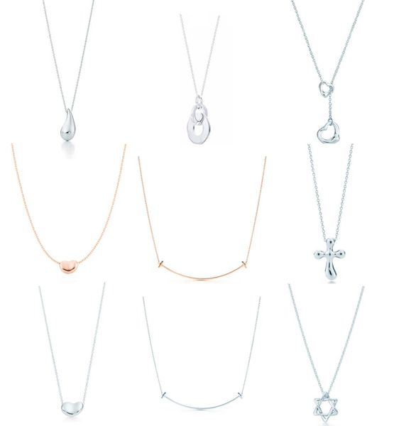

new charm gift 925 sterling silver water drop pea pendant tif necklace cross smile sun necklace jewelry match world jewelry5433898