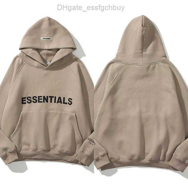 

luxury ess men's sweatshirts jackets essentials hoodies men women chest letter pullover hoodie hooded hip hop sweater casual sweatshir, Black