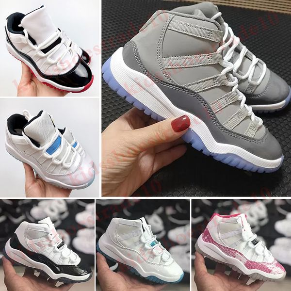 

11 kids basketball shoes cool grey bred xi gym red infant children toddler gamma blue concord 11s trainers boy girl tn sneakers space jam ch, Black