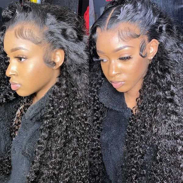 

lace wigs loose deep wave frontal 13x4 full hd front human hair for women pre plucked 30 34 inch wet and wavy water 230106, Black;brown