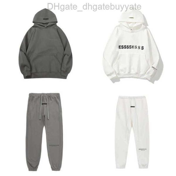 

fashion sweatshirts men's luxury esss tracksuits letter hoodies men women sportswear hooded pant coat sweater casual pullover couple h, Gray
