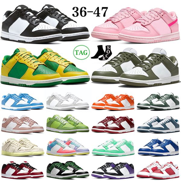 

panda pink low running shoes lows white black team green grey fog medium olive chunky dunkies mens womens outdoor sports trainers sneakers a