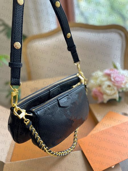 

fashion shoulder bag three in one women bag large capacity mahjong bag metal chain embossed cow leather designer