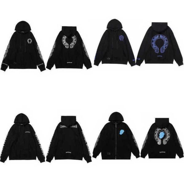 

fashion sweatshirts men's luxury jackets ch hoodies men women designer boy sanskrit print sweater zipper hooded cross pullover hoodie c, Black;brown