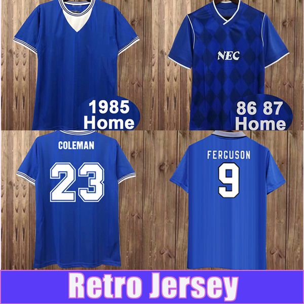 

94 95 kanchelskis mens retro soccer jerseys speed gascoigne branch ferguson coleman southall home blue football shirt 86 87 short sleeve, Black;yellow