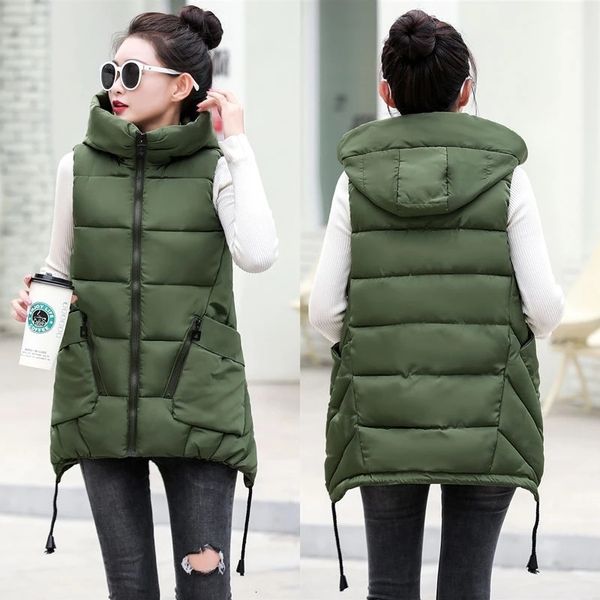 

women's vests woman spring hooded down jackets female autumn parkas women winter lady warm outerwear 5xl waistcoat gilet 230107, Black;white