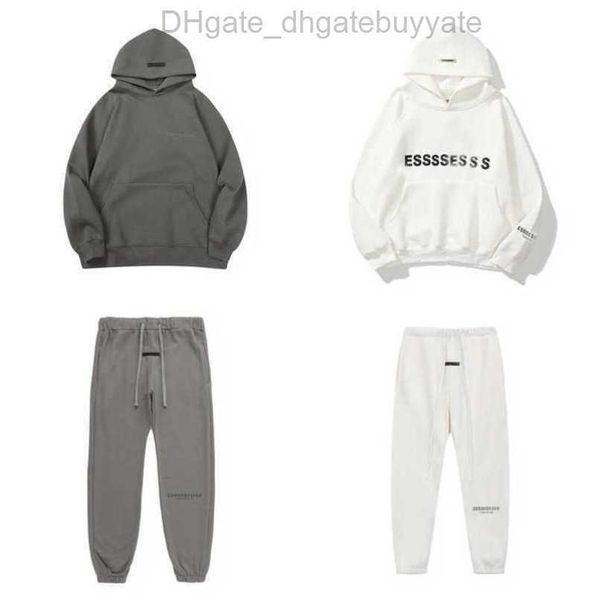 

men's luxury fashion sweatshirts esss tracksuits letter hoodies men women sportswear hooded pant coat sweater casual pullover couple h, Gray