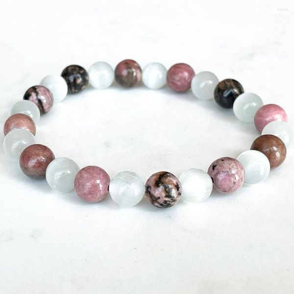

link bracelets mg1722 womens scorpio zodiac bracelet 8 mm black vein rhodonite grade selenite chakra wrist mala natural gemstone jewelry