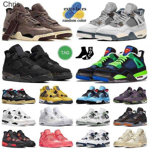 

jumpman 4 4s basketball shoes for mens women violet ore light brown j4 craft 2023 bred x sb military black cat fire red thunder university, Black;white