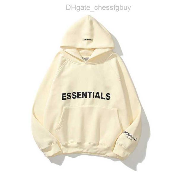 

luxury men's sweatshirts essentials jackets ess hoodies men women chest letter pullover loose hooded sweatshirt sweater casual hoodie, Black