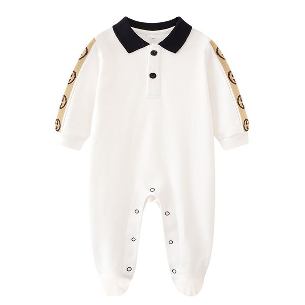 

100% cotton kids designer romper baby boy girl quality long sleeve clothes 1-2 years old born spring autumn lapel jumpsuits, Blue