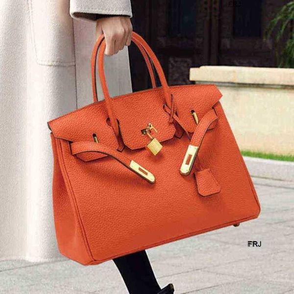 

designer birkin bags herme handbags first layer cowhide womens bag 2023 new fashion large capacity litchi pattern portab have logo frj
