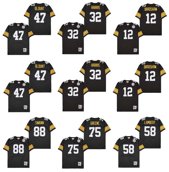 

throwback pittsburgh football jersey franco harris jack lambert steeler joe greene mel blount terry bradshaw lynn swann, Blue;black