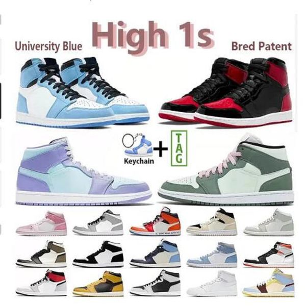 

high 1 og basketball shoes banned bred royal blue mid hare men women 1s red toe shattered backboard white sneakers