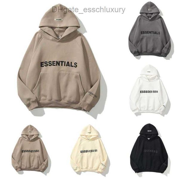 

jackets luxury essentials men's sweatshirts ess hoodies men women chest letter pullover loose hooded sweatshirt sweater casual hoodie, Black